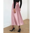 thumbnail image 3 of BTFBM Womens Spring Summer Long Satin Skirt Silk Elegant High Waist Cocktail Party Wedding Flowy A-Line Midi Skirts, 3 of 8