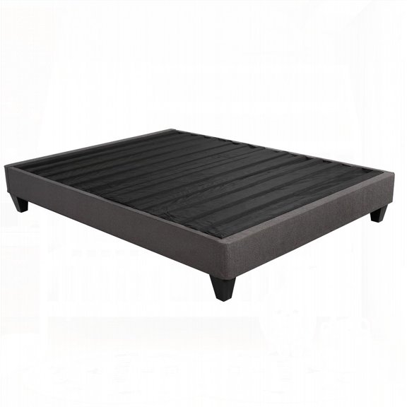 Contemporary 14 in. Queen Size Mattress Foundation with Dark Gray Upholstery