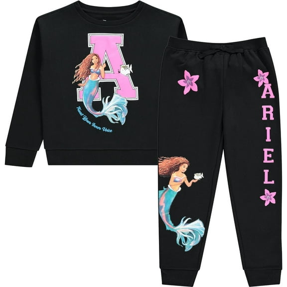 The Little Mermaid Movie Girls Hoodie Sweatshirt & Jogger Clothing Set. Little and Big Girl Sizes 4-16
