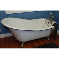 Cambridge Plumbing Inc ST61-NH-BN Cast Iron Slipper Clawfoot Tub 61 x 30 in. with No Faucet Drillings and Brushed Nickel Feet