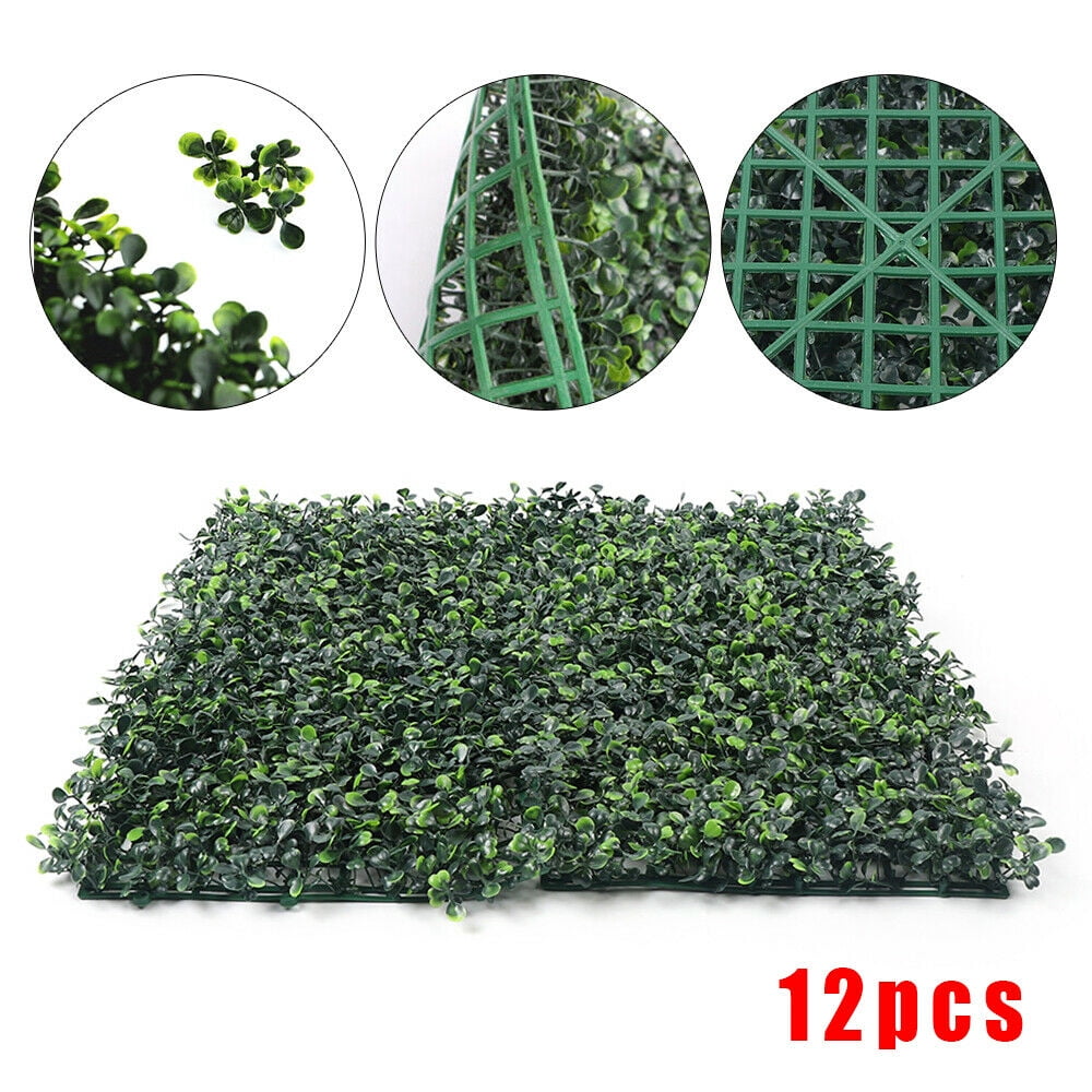 12x Artificial Boxwood Mat Wall Hedge Decor Privacy Fence Panel Grass 20"x20" 