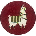 thumbnail image 2 of Shabby Chic Llama Christmas Print 15” Round Braided Round Placemat Set by Lintex, 100% Cotton Thick Braided Novelty Llama Design Holiday Place Mats, Set of 4 Placemats, 2 of 2