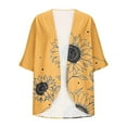 thumbnail image 5 of lcziwo Womens Oversized Chiffon Kimono Casual Hawaiian Cover Up Lightweight Cardigans Open Front Tops Floral Print 3/4 Sleeve Cardigan Multicolor L 50 Percent off Sales Today, 5 of 6