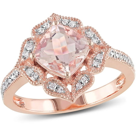 Tangelo 1-5/8 Carat T.G.W. Morganite and Diamond-Accent 10kt Rose Gold Halo Cocktail Ring