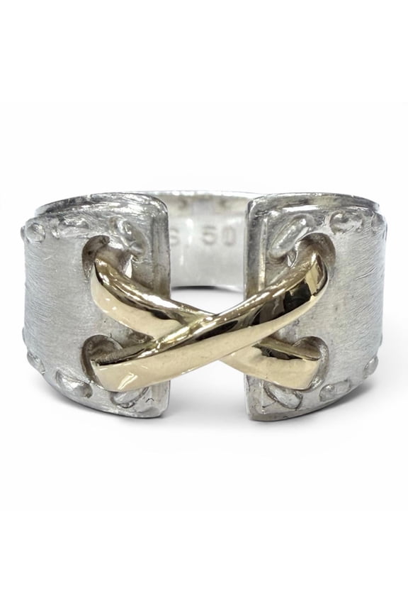 Pre-Owned HERMES Vintage Mexico Ring, 925 Sterling Silver and Gold Combination, Silver/Gold,...