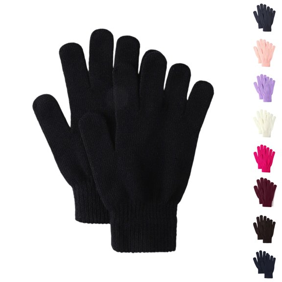Resicozy Winter Knit Gloves Women Men Glove Stretchy Unisex Gloves with Flexible Five-Finger Design, Outdoor Sports Black