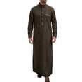 thumbnail image 2 of Mens Abaya Arabic Thobe Traditional Middle Robe with Buttons Long Sleeve Comfortable Daily Wear Coffee XL, 2 of 4