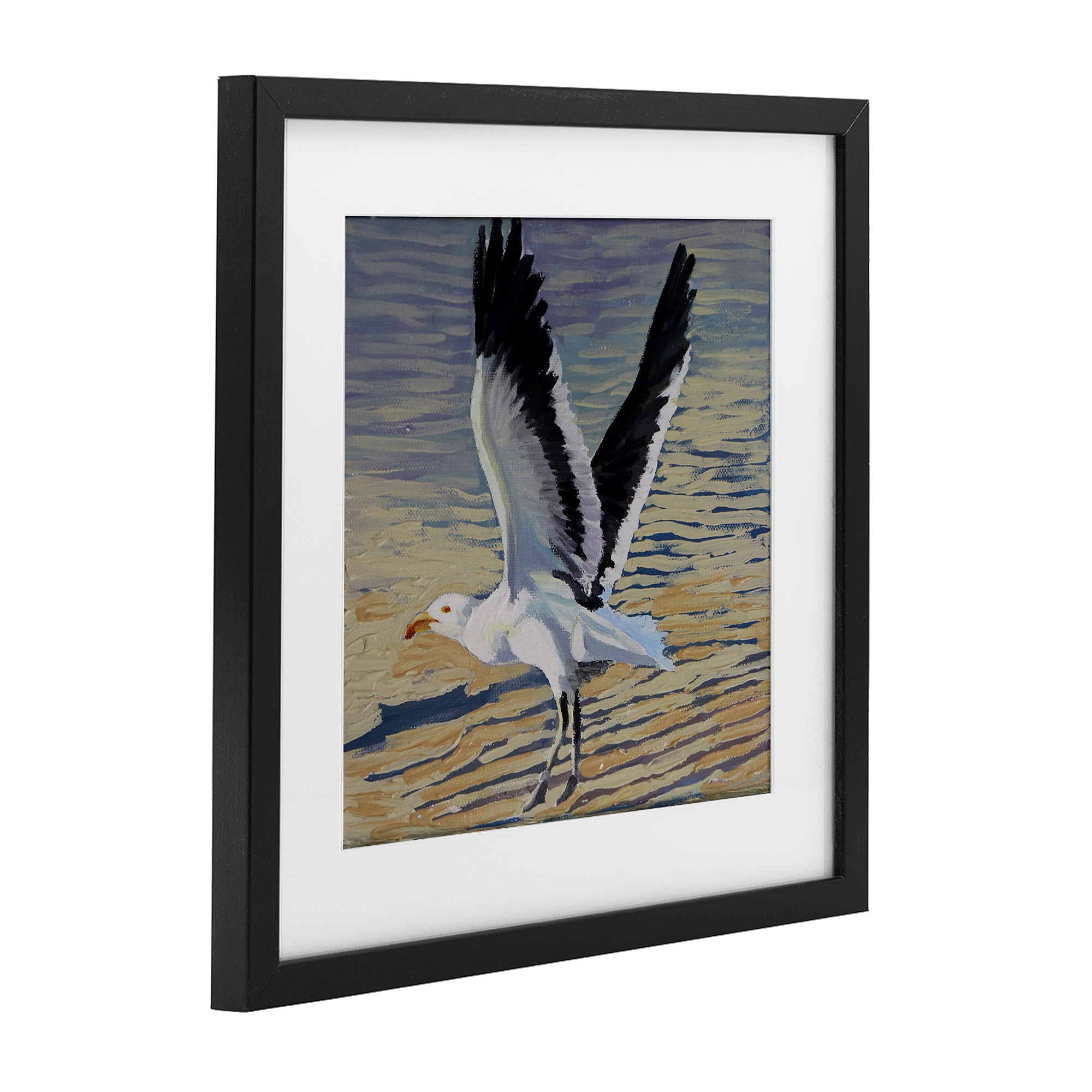 Stupell Industries Seagull Taking Flight Black Framed Print Under Glass, design by Violeta Vollmer