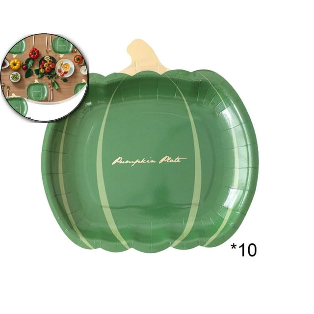Dvruxg 10 Pcs Assiettes en Papier Jetables Citrouille d'Automne 7 Pouces Assiettes de Fête de l'Action de Grâce et de la Récolte Assiettes Rondes de Dîner Décor Assiettes de Fête d'Halloween pour Cuisine Maison Fournitures de Salle à Manger