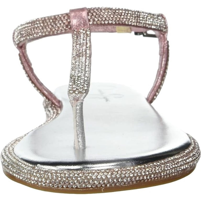 Jessica Simpson Oliara Women's Flat T-Strap Sandals Rhinstone