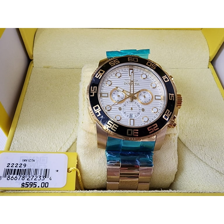 Invicta Men s 22229 Pro Diver Quartz Chronograph Yellow Gold Steel Watch
