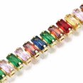 thumbnail image 3 of Gold-Tone Brass Cubic Zirconia Link Chain Smooth Tennis Bracelet Multicolor T166, 3 of 5