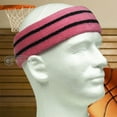 thumbnail image 6 of Couver Unisex Long Wide Terry Cloth Basketball Headband Two Stripe Design 3 Pack, Pink/2 Lines Black, 6 of 8