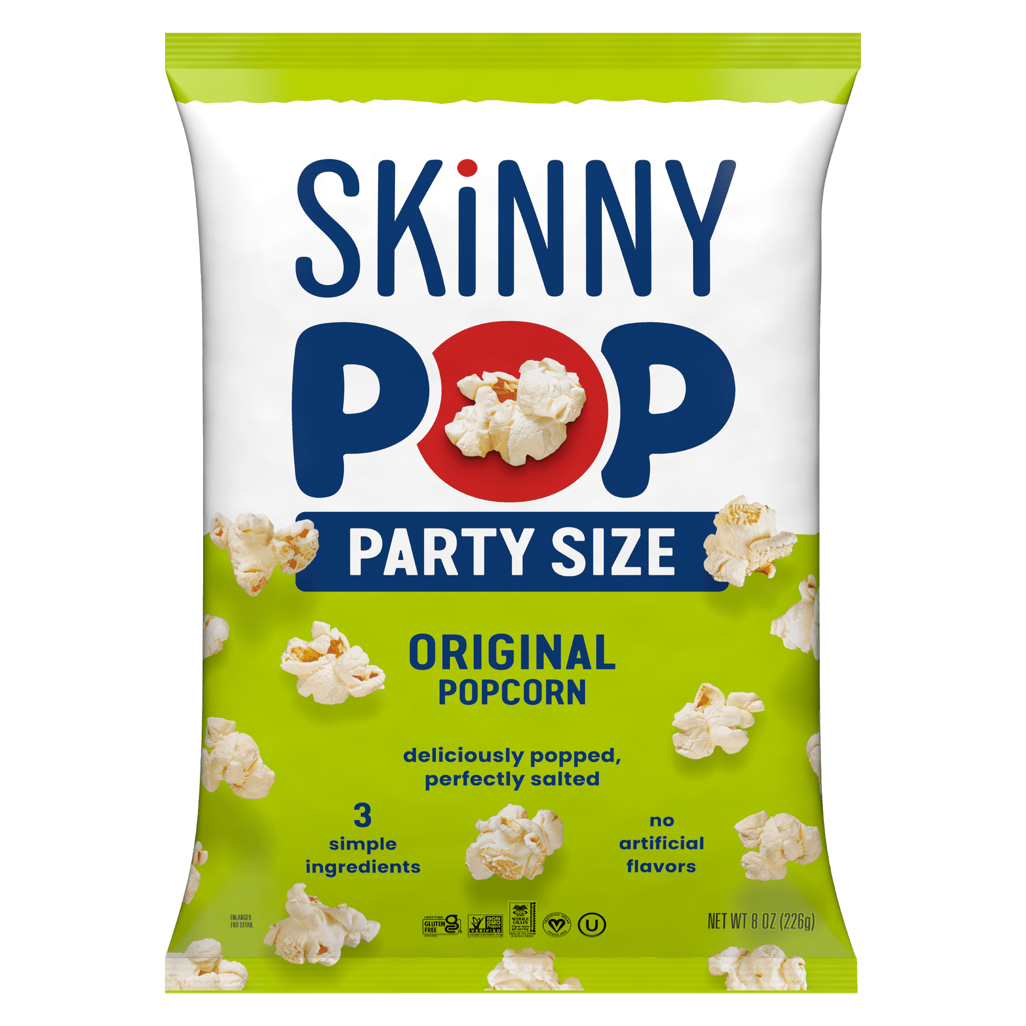 SKINNYPOP Original, Gluten Free Popcorn Party Size Bag, 8 oz