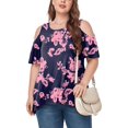 thumbnail image 2 of CHOK Women‘s Plus Size Cold Shoulder Tunic Top Summer Short Sleeve Blouse, 2 of 7