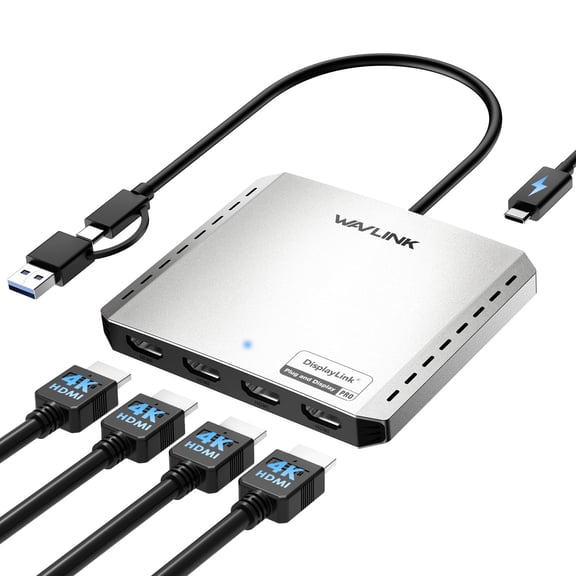 WAVLINK Quad 4K@60Hz Universal Display Adapter, 4K HDMI Adapter with DisplayLink DL7400, with 85W Charge, Supports Multiple Monitors for Intel/M1/M2/M3/M4 Mac & Windows