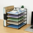 thumbnail image 7 of Desk Organizers and Accessories, 5-Tier Paper Letter Tray Organizer with File Holder, Desktop Organizer for Office Supplies (Black), 7 of 7