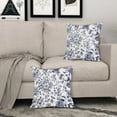 thumbnail image 6 of Blue Flowers Pillow Covers 18x18 Inch Set of 2 Blue and White Floral Throw Pillow Covers Vintage Floral Outdoor Pillowscase Linen Cushion Covers for Sofa Couch Bedroom Home Decor, 6 of 6