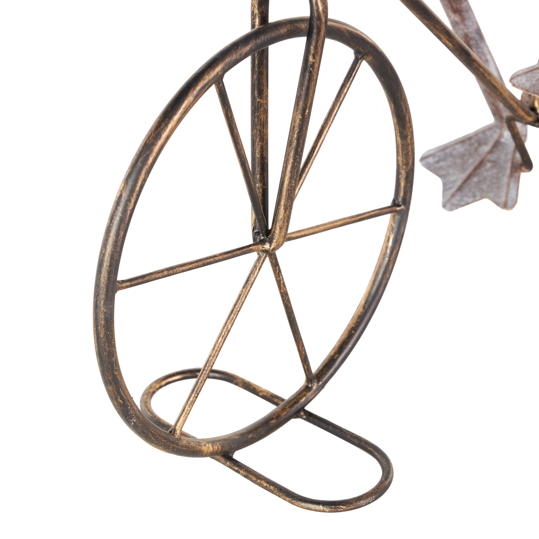 DecMode 20" On Bicycle Frog Garden Sculpture with Gold Accents