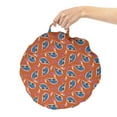 thumbnail image 2 of Brown Paisley Round Floor Cushion with Handle, Repetitive Folk Fashion Print in Vibrant Colors, Decorative Pillow for Living Room & Dorms, 18" Round, Burnt Orange Cadet Blue, by Ambesonne, 2 of 4