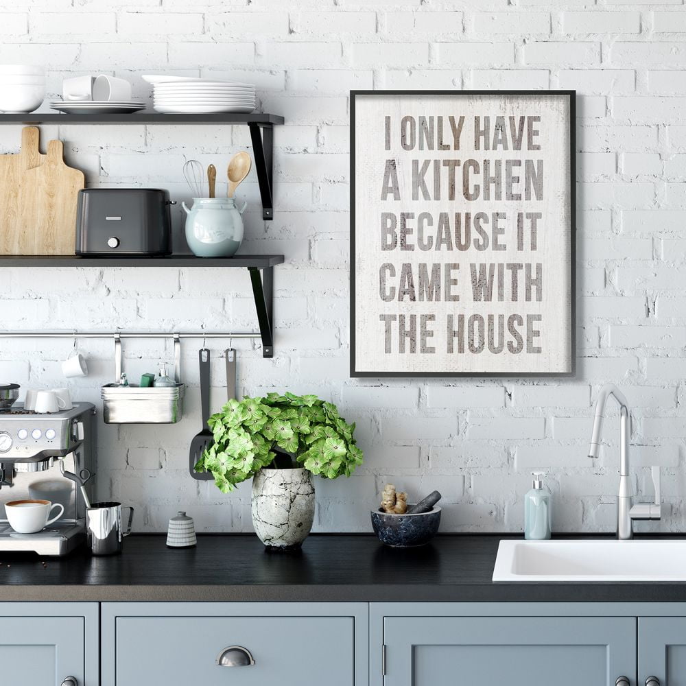 Stupell Industries Funny Kitchen Came with House Quote Cooking Humor Framed Wall Art Design by Daphne Polselli, 24" x 30", Black Framed