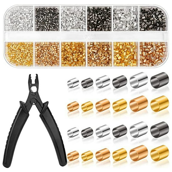 URTERYSER 2200Pieces Crimp Beads Set Crimp Tubes with Crimping Pliers Spacer Beads End Jewelry Making Accessories