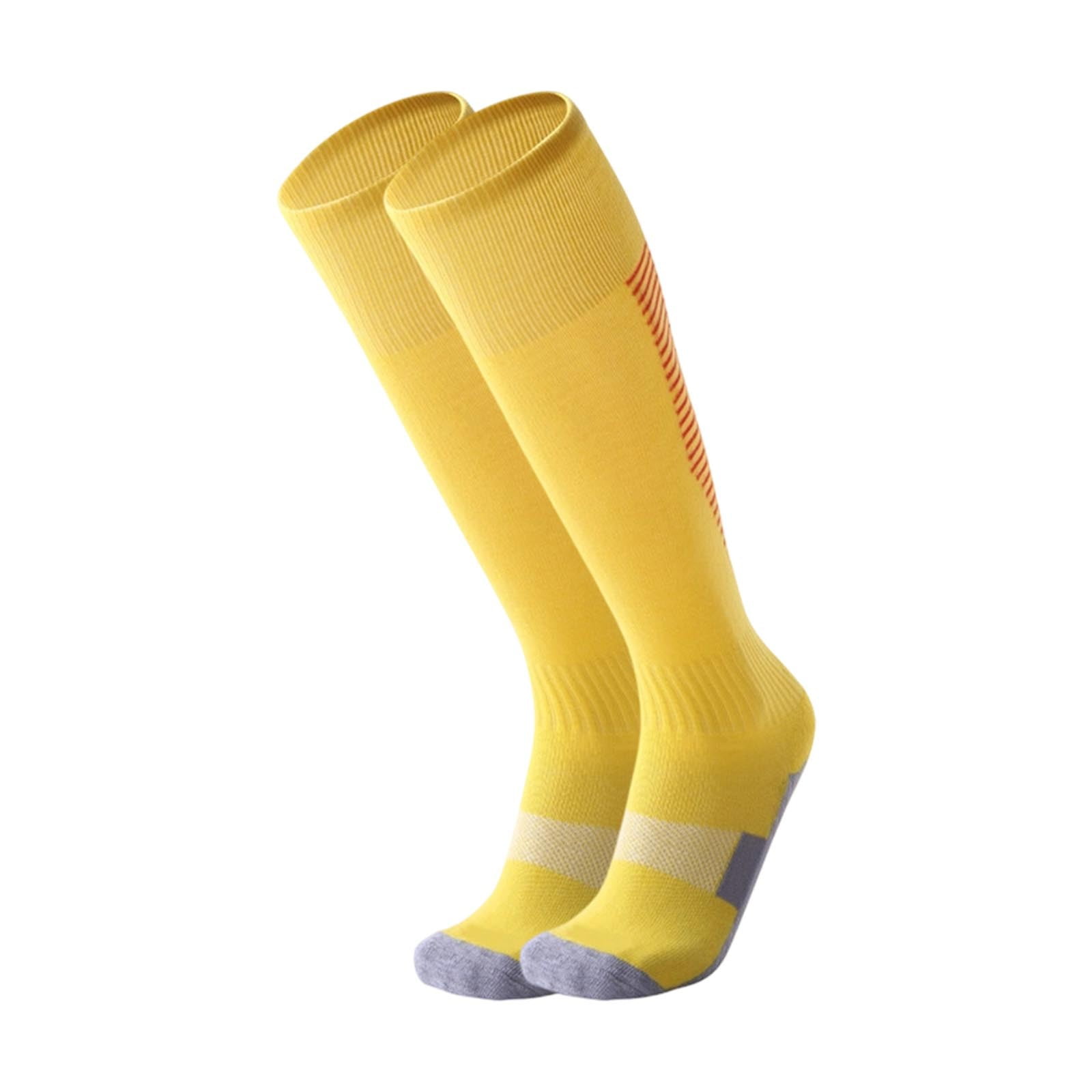 PLHWHYQ Kids Compression Athletic Socks Knee High Football Soccer Socks Cushioned Breathable Sports Long Socks for Boys Girls Yellow1 7-12 Years