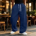 thumbnail image 4 of Dwelliawo Mens Sweatpants with Pockets Solid Multi Pocket Elastic Waist Casual Sports Soft Comfortable Gym Lounge Trousers Navy 2xL, 4 of 4