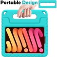 thumbnail image 4 of AVAWO Kids Case for iPad Mini 7 (A17 Pro) 2024 8.3 inch, Mini 6 2021 with Built-in Screen Protector, Shockproof Lightweight Handle Stand Cover, Cyan, 4 of 9