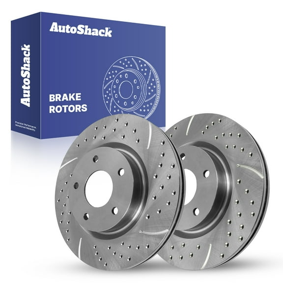 AutoShack Front Vented Drilled & Slotted Silver Zinc Coated Brake Rotors 2-PC Set Replacement for 2007-2013 Nissan Altima SilverShield Pro 11.65" (295.9 mm)