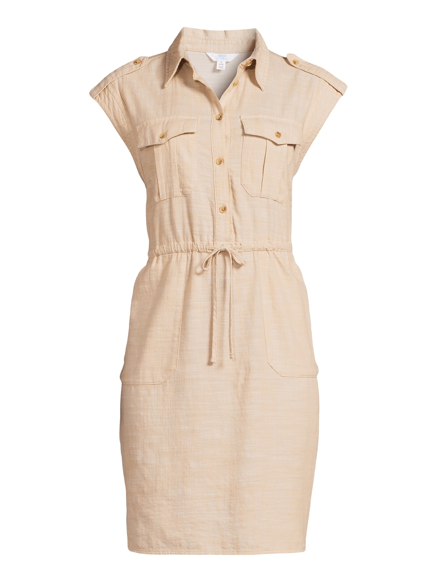 Time and Tru Women's and Women's Plus Short Sleeve Utility Shirt Dress, Sizes XS-4X