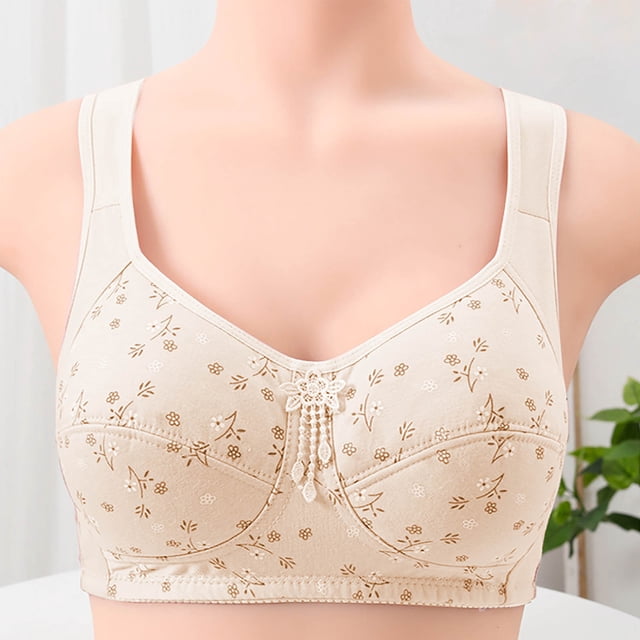 Karight Floral Bras for Older Women Breathable Mesh T-Shirt No Wire Bra for Women Soft Plus Size Comfortable Bra