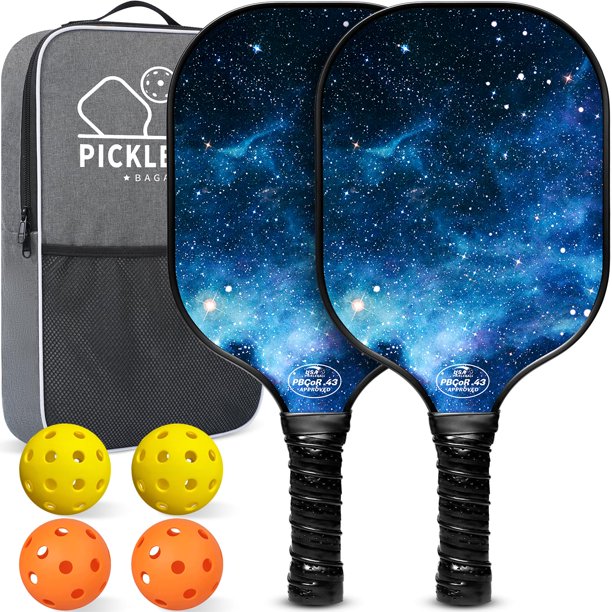 BAGAIL Paletas de Pickleball, juego de Pickleball de superficie de fibra de vidrio aprobado por USAPA, raquetas ligeras de Pickle Ball con 4 bolas, 1 bolsa, diseñadas en California para tracción y est