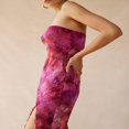 thumbnail image 4 of Women Floral Mesh Dress Summer Backless Strapless Split Party Dress, 4 of 5