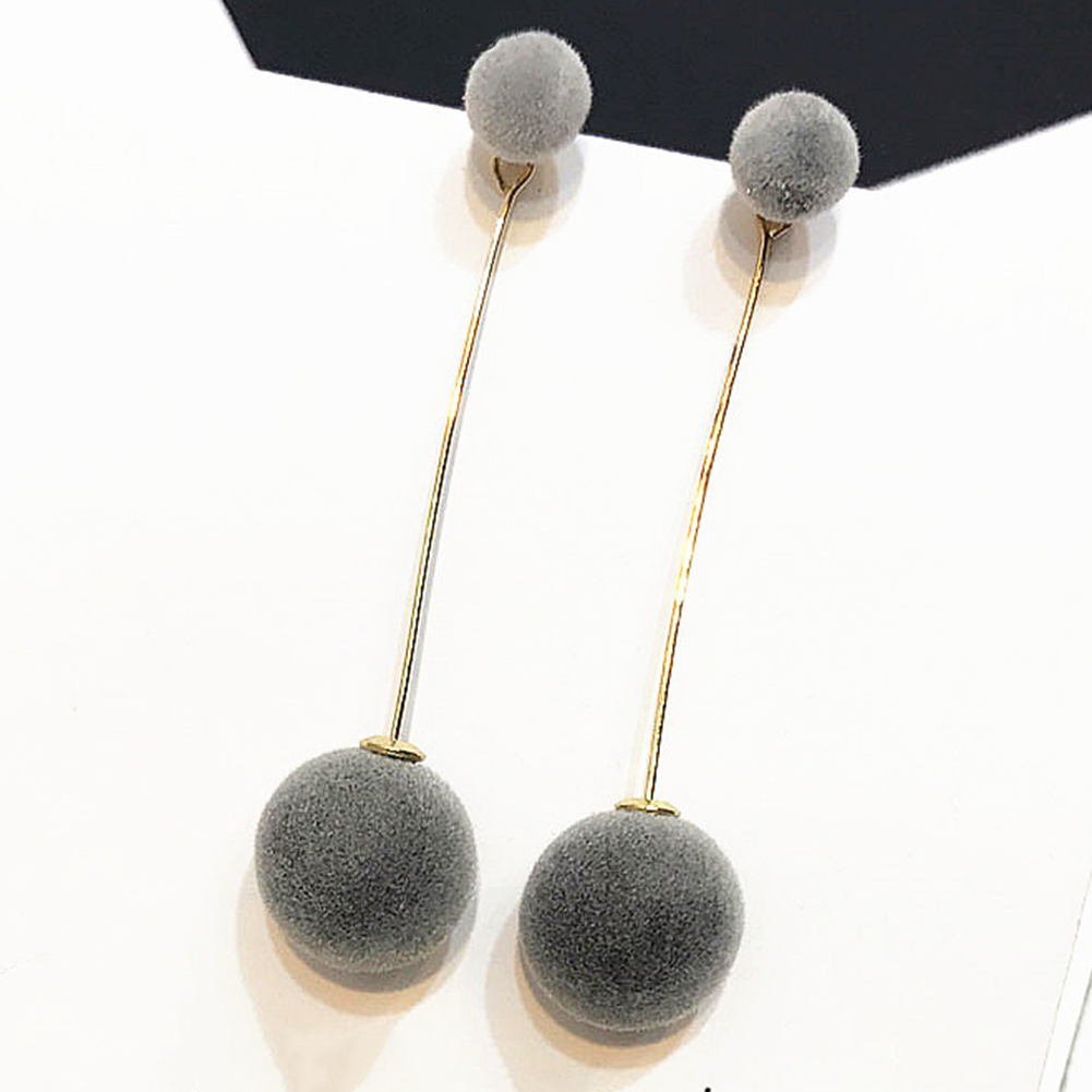 HEQU9710 Fashion 1 Pair Women Ball DoubleSided Earrings Hairy