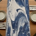 thumbnail image 5 of Navy White 60 Inch Table Runner, Marble Modern Artwork Farmhouse Dresser Scarf Cotton & Linen Tablerunner for Dining/Kitchen Island/Holiday Party Décor 13" x 60", 5 of 9