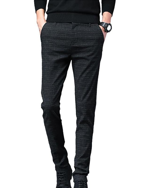 New Mens Skinny Slim Fit Black Trousers Smart Casual Pants All Waist Sizes 