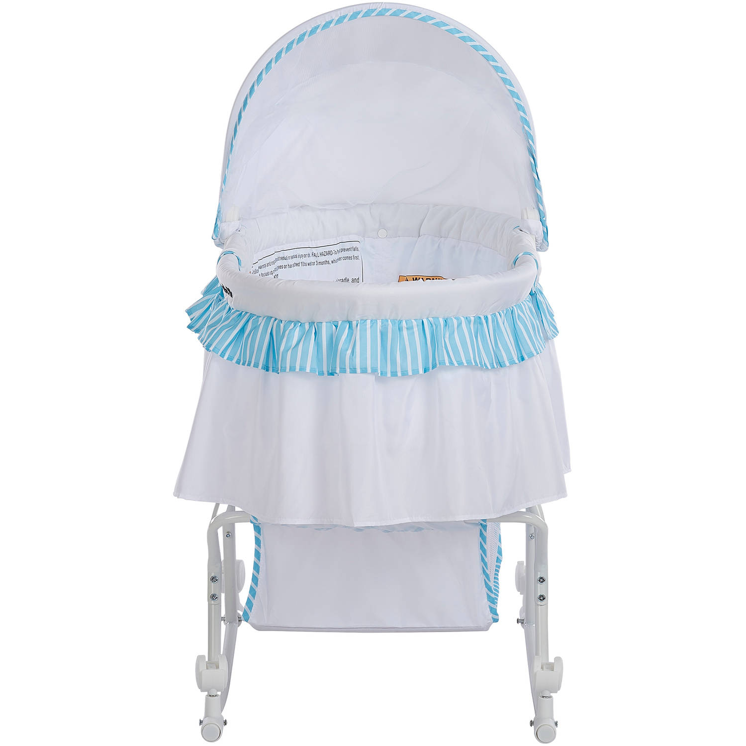 Dream On Me Lacy Portable 2-in-1 Bassinet & Cradle in Blue and White, Lightweight Baby Bassinet - image 5 of 6