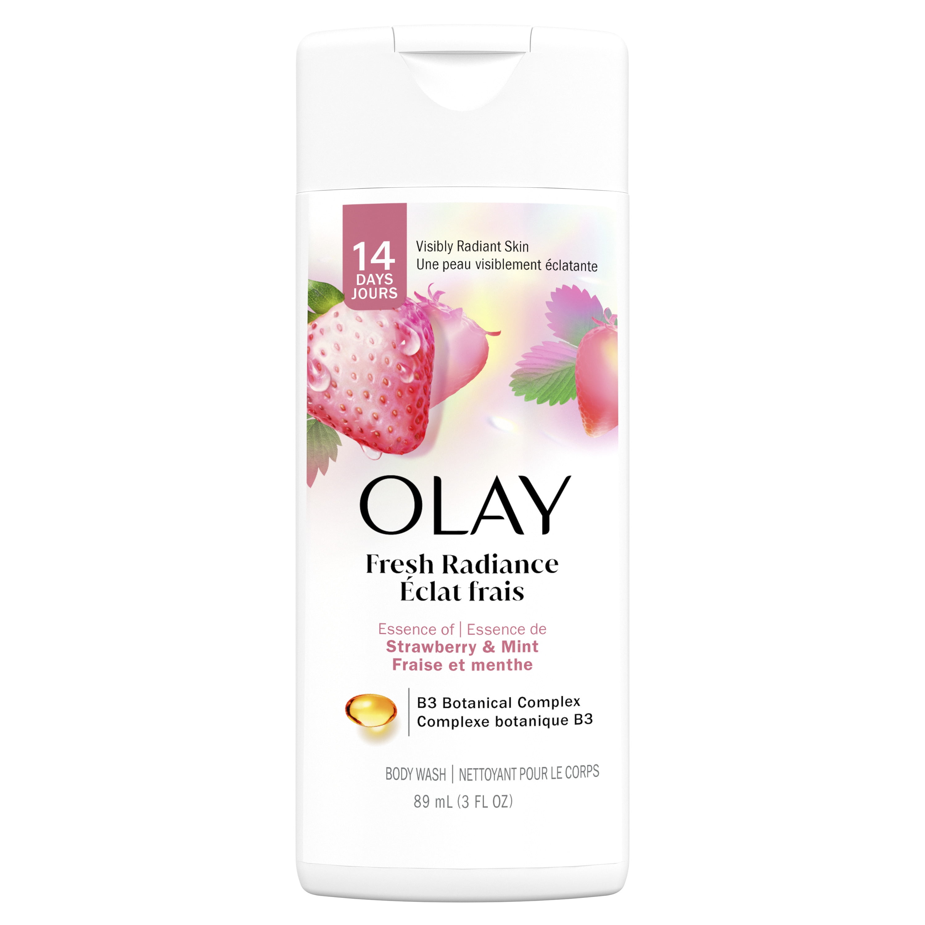 (3 pack) Olay Fresh Outlast Body Wash, Notes of White Strawberry & Mint, 3 fl oz