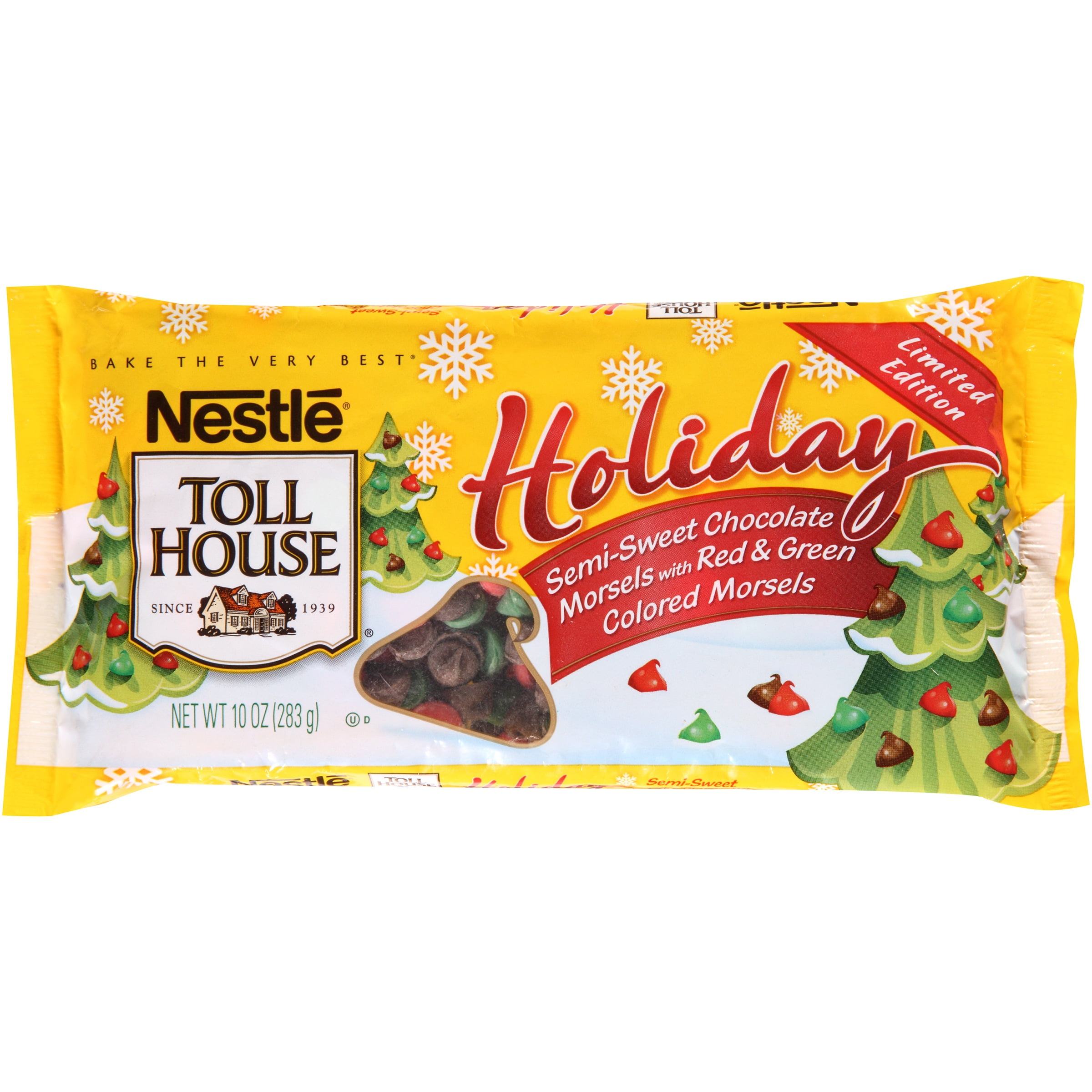 NESTLE TOLL HOUSE Holiday SemiSweet Chocolate Morsels with Red & Green