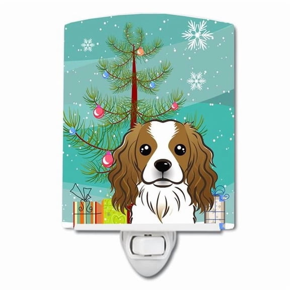 Caroline's Treasures BB1596CNL Christmas Tree and Cavalier Spaniel Ceramic Night Light, 6x4x3", multicolor