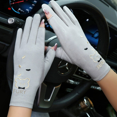 thumbnail image 2 of Guantes cortos de algodón para mujer, con protección solar, antiultravioleta, antideslizantes, finos, de verano, con dos dedos expuestos, para montar a caballo y conducir, 2 of 5