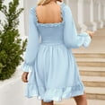 thumbnail image 4 of Sngxgn Womens Spring Summer Deep V Neck Elegant Bow tie Mini Dress(Blue,L), 4 of 4