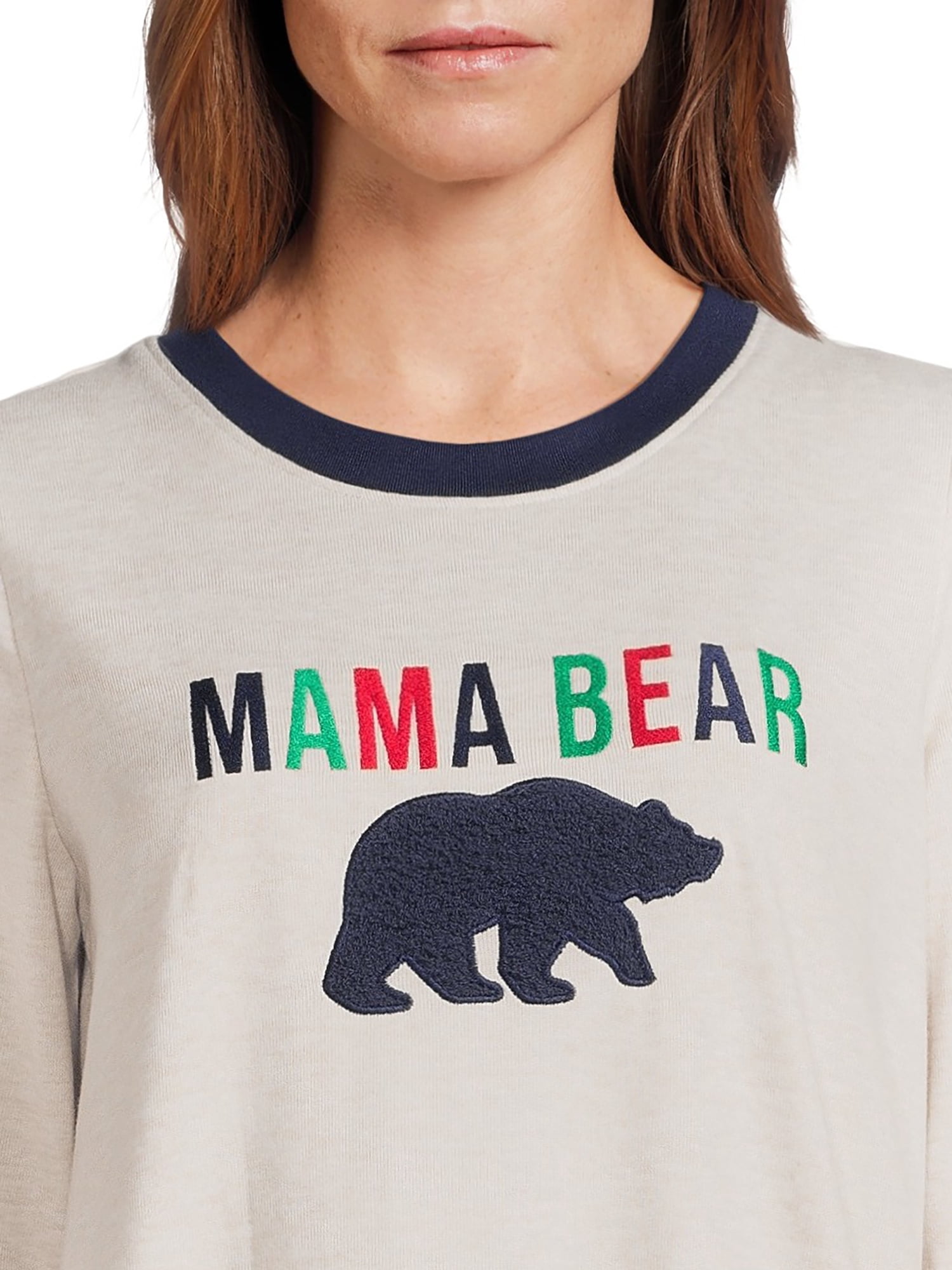 Dearfoams Women's Plaid Bear Matching Family Pajamas Set, 2-Piece, Sizes S-3X