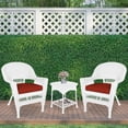 thumbnail image 2 of Jeco Ensemble de Conversation en Osier 3 Pcs en Blanc avec Coussins Rouge Orange, 2 of 10