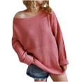 thumbnail image 2 of Jjayotai Womens Oversized Sweaters, Fall Casual Long Sleeve Crew Neck Knit Chunky Pullover, Loose Slouchy Lightweight Tunics Tops Pink S, 2 of 5