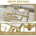 thumbnail image 3 of Gold Glass Coffee Table with Storage, 2 Tiers Rectangular Center Table for Living Room, Modern Ribbed Glass Accent Table with Sturdy Metal Frame, 3 of 8
