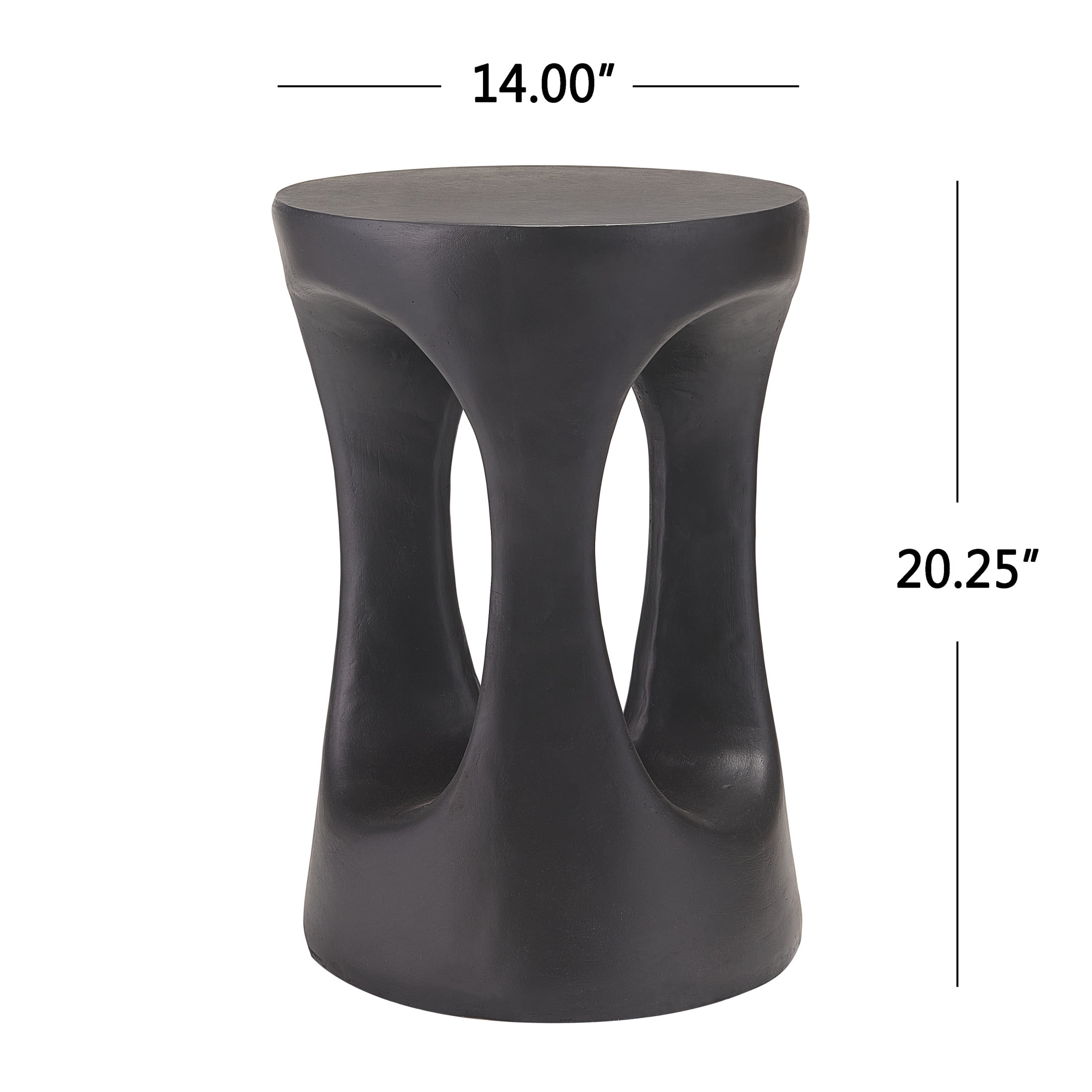 Christopher Knight Home 14" Side Table, Lightweight Concrete Indoor Outdoor Accent End Table, Black