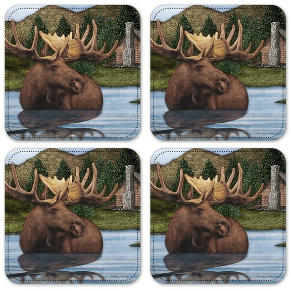 Vinyl Drink Coasters - Set of 4 - Moose Pond - Image by Dan Morris