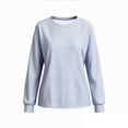 thumbnail image 3 of Nowekniz Women Vertical Striped Patchwork Crewneck Sweatshirt, Oversized Drop‑Shoulder Long‑Sleeve Loose‑Fit Dressy Blouse, Soft Casual Business Shirt for Work Vacation, 3 of 4